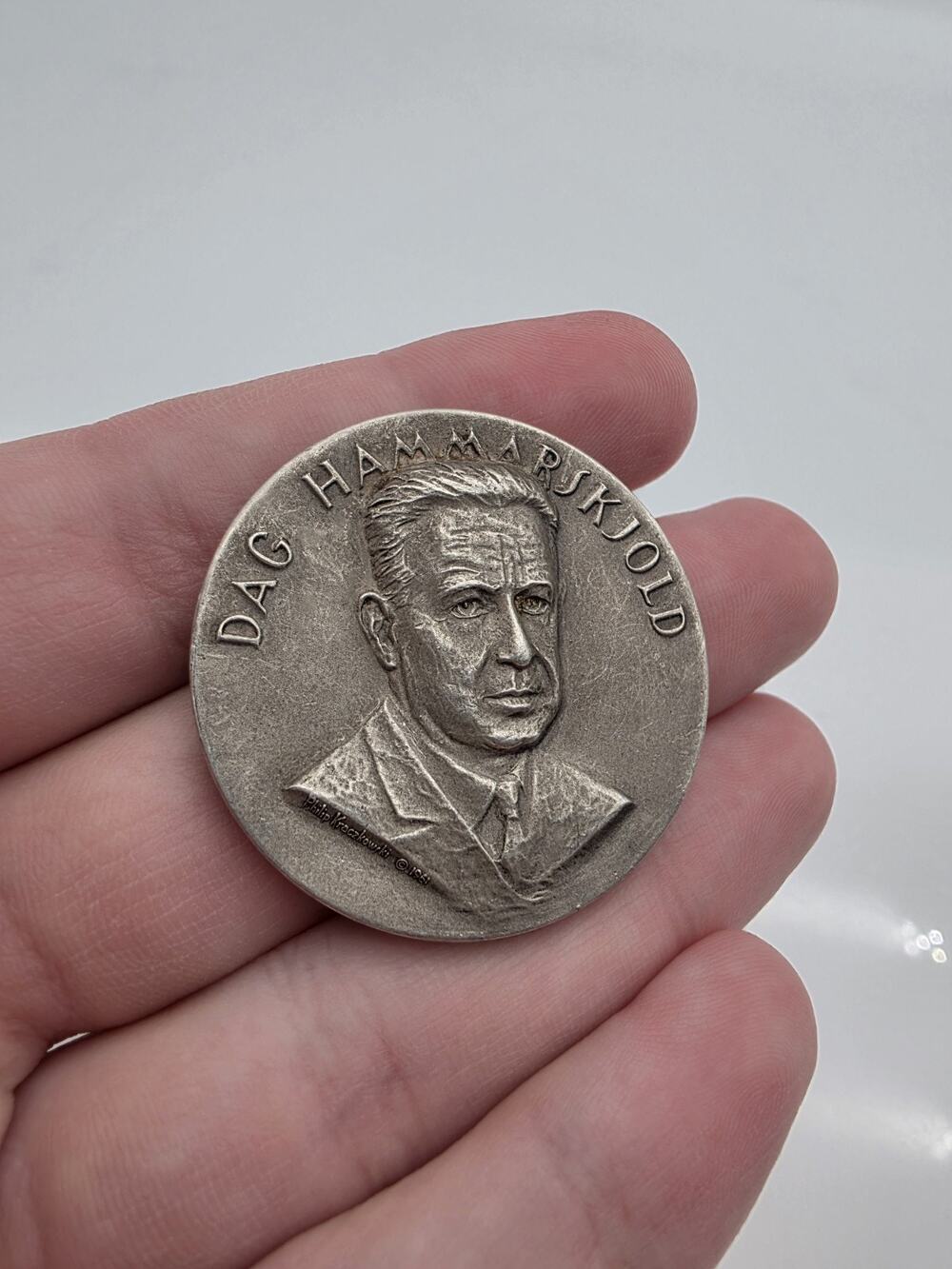 1961 Dag Hammarskjold Soldier of Peace Heraldic Art Medal .999 Pure Silver